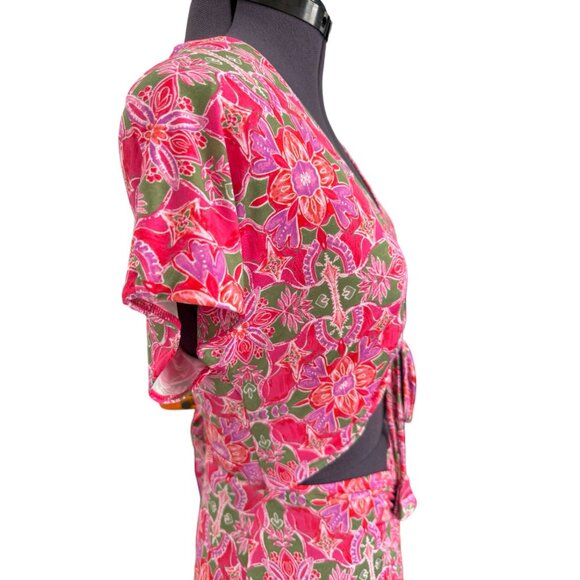 Misa Los‎ Angeles Pink Carlotta Ruched Maxi Dress Plunge Neckline Cutouts M - Picture 12 of 15